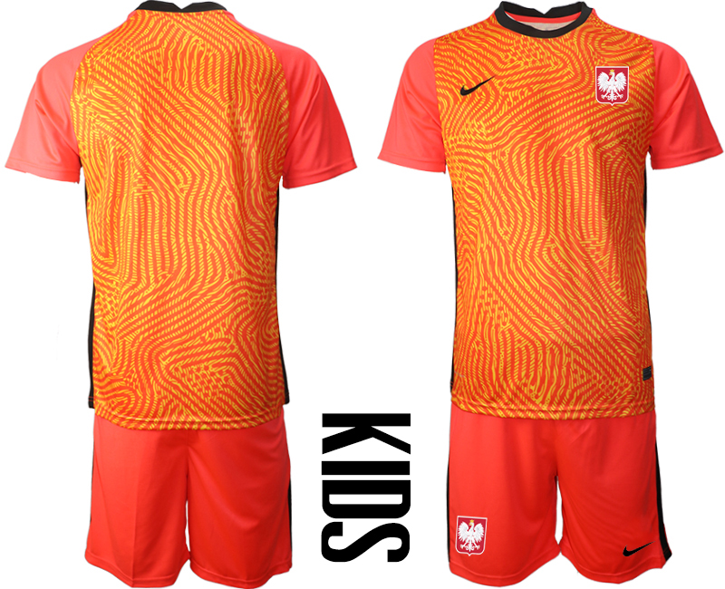 Cheap 2021 European Cup Poland red goalkeeper Youth soccer jerseys